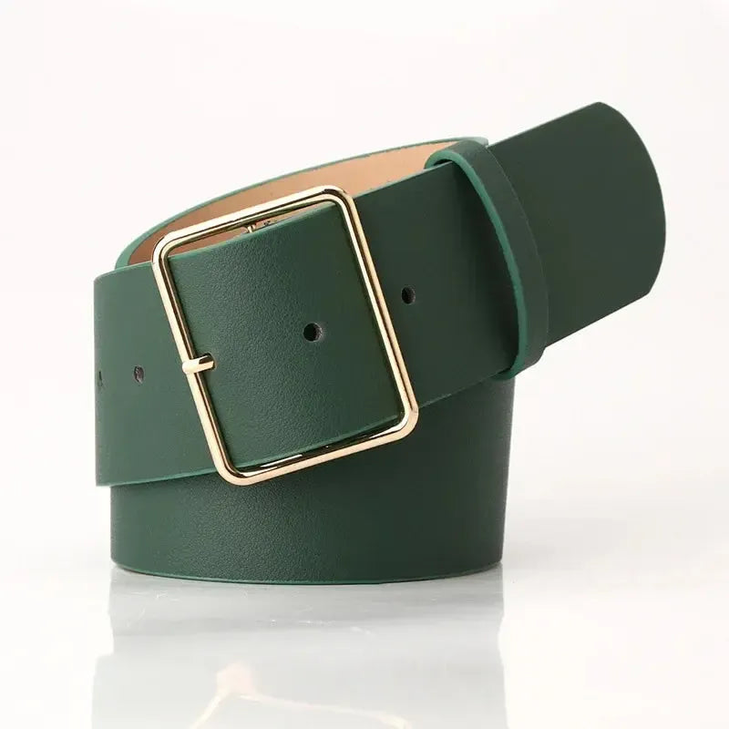 Ceinture large en simili cuir pour femme avec boucle ardillon